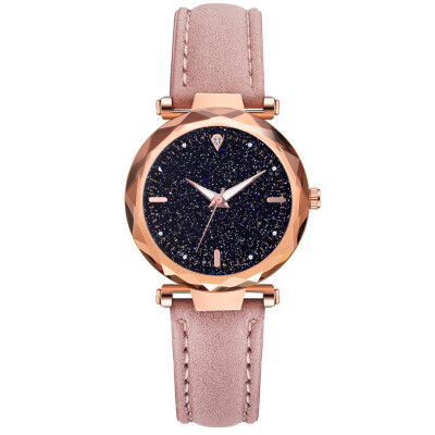 

Korean style simple student watch cross-border explosion models full of stars dial pu belt ladies watch