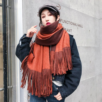 

Scarf female winter Korean version of the wild dual-use solid color shawl student male long section thick warm scarf autumn&winter
