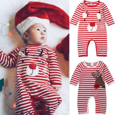 

UK Christmas Newborn Baby Boy Girl Reindeer Print Clothes Romper Jumpsuit Outfit