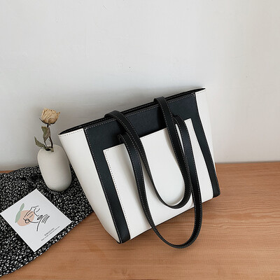 

Chic minimalist bag fashion small fresh contrast Tote bag new 2019 minimalist womens portable shoulder bag