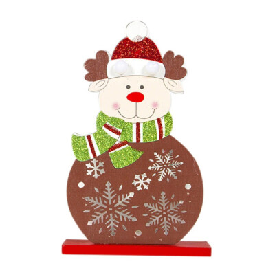 

Santa Fawn Snowman Bear Pattern Wood Cutout Frame Home Christmas Table Decorations LED Light Up Christmas Party Ornaments