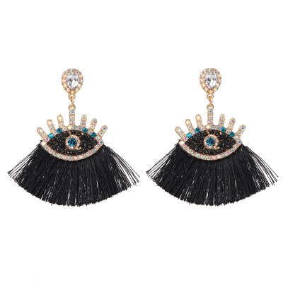 

Ethnic Big Fringed Earrings Evil Eye Tassel Earrings For Women Fashion Jewelry Female Bohemian Hanging Drop Earrings 2019