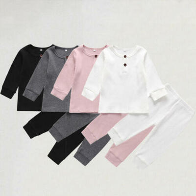 

Newborn Baby Boy Girl Clothes Knitted Cotton Long Sleeve Tops Trousers Outfits
