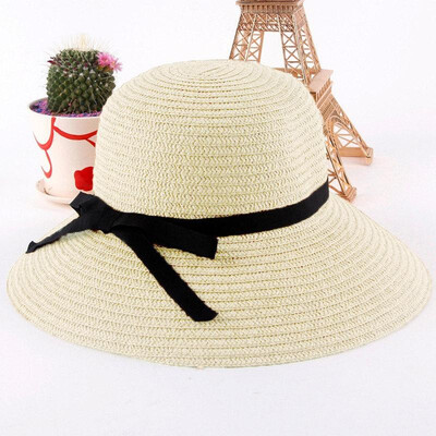 

Fashion Women Sun Hat Straw Hat Wide Brim Summer Beach Headwear Beige