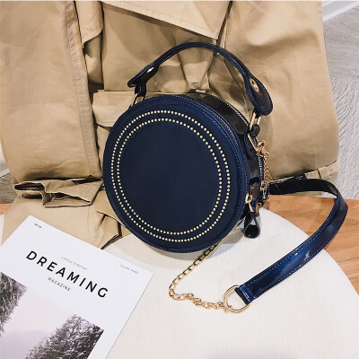 

Ins super fire bag female 2019 new portable fashion rivet casual wild chain shoulder slung small round bag