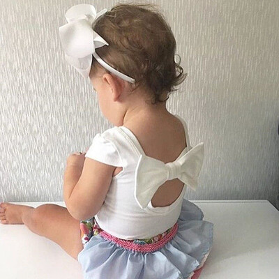 

Infant Baby Girl Kid Newborn Solid Bow Romper Bodysuit Sunsuit Outfits