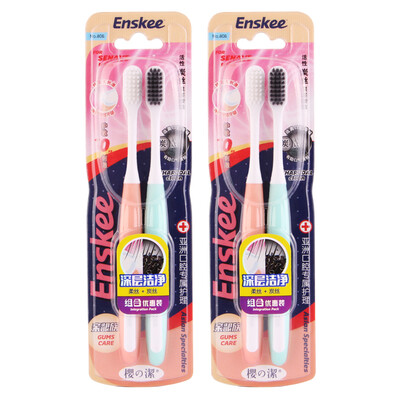 

Sakura Enskee soft silk carbon wire combination deep cleansing ankle toothbrush × 4 NO808 concession color random
