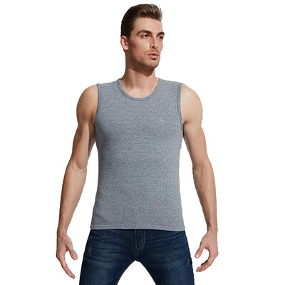 

Playboy PLAYBOY Mens Dongli velvet warm vest warm vest men plus velvet thick wide shoulder round neck bottoming cotton sleeveless underwear vest light gray