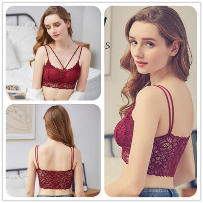 

French Sexy Camisole Padded Tank Tops Women Fitness Underwear Lace Bralette Crop Tops 4 kinds of color