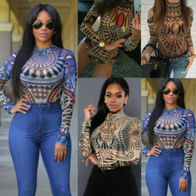 

Sexy Women Long Sleeve Bodycon Bandage Bodysuit Jumpsuit Sexy Short Romper Tops