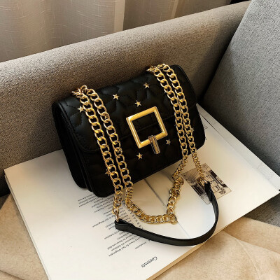 

The Korean version of Joker bag small fresh badge chain bag new 2019 fashion womens bag shoulder slung small square bag