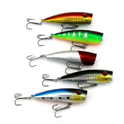 

HENG JIA 5pcs Simulated Fishing Lures Colorful Flat Cut Surface Baits Hard Fish Hook Tools of Angling