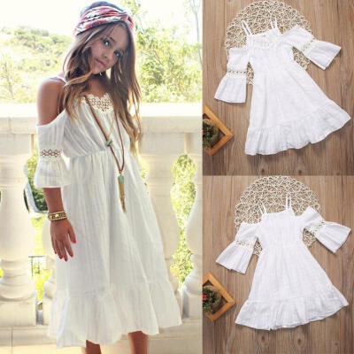 

Flower Girl Kids Princess Vintage Lace Dress Wedding Party Pageant Dresses Beach