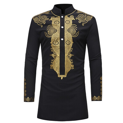 

Mens Shirts Vintage Casual Long Sleeve Party Business Dress Shirt Male 2018 Brand Clothing Wear Printed Shirts Man New