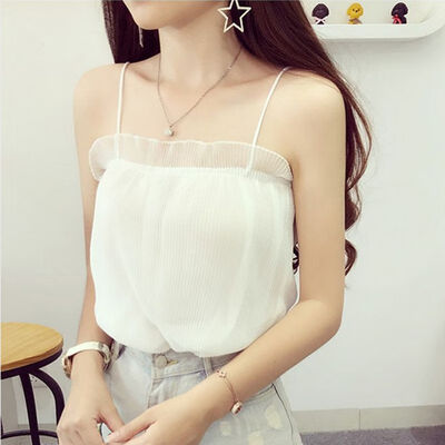 

Women Retro Pleated Sexy Wrapped Chest Slim Knitting Vest Bottoming Stretch Sling Camisole