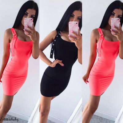

Sexy Women Sleeveless Strappy Bodycon Clubwear Party Cocktail Package Hips Dress