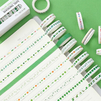 

10 Rolls Washi Tape Set Decorative Masking Tapes Sticky Paper Tape for Bullet Journals DIY Scrapbooking Crafts Gift Wrapping