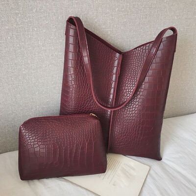 

Tailored Fashion leather solid color crocodile pattern versatile shoulder bagwallet