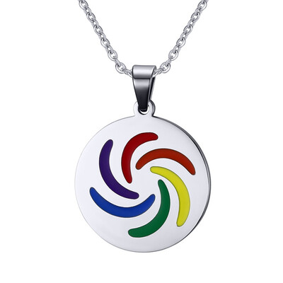 

Hot Trendy Colorful Stainless Steel Pendant Necklace Pride Lesbian Gay Couple Lapel Necklace For Men Women Fashion Jewelry Gift