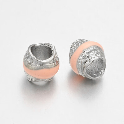 

Platinum Plated Alloy Enamel European Beads Large Hole Rondelle Beads PeachPuff 95x9mm Hole 5mm