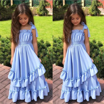 

Flower Girls Kids Princess Wedding Tutu Dress Party Long Maxi Pageant Prom Gown