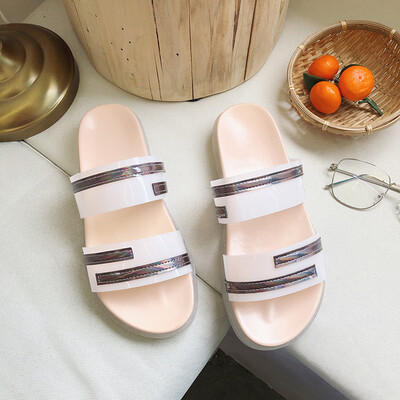 

Flat-soled transparent slippers in summer