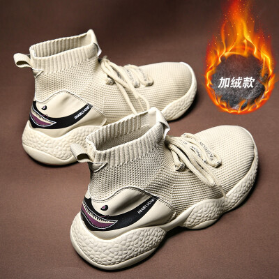 

Mens high-top socks shark old shoes flying woven shoes shoes