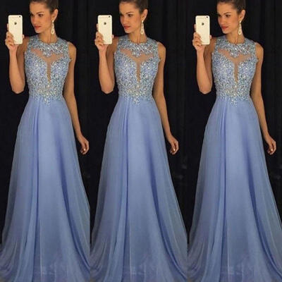 

Women Long Formal Prom Lace Dress Cocktail Party Ball Gown Evening Bridesmaid Dress