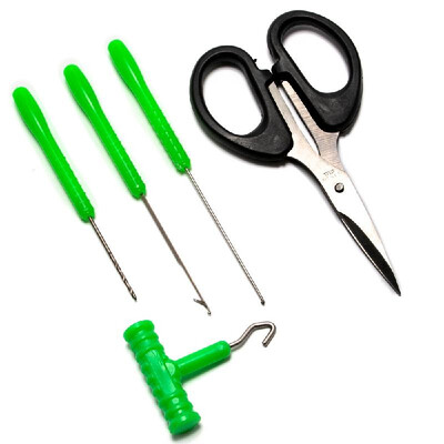 

Fishing Rigging Bait Needle Set Fishing Knot Puller Scissor Drill Hook Needle Baiting Rig Tool Carp Fishing Tackle