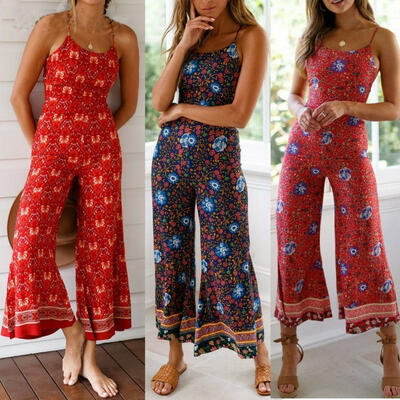 

Fashion Women Playsuit Floral Ladies Beach Sleeveless Romper Loose Jumpsuit