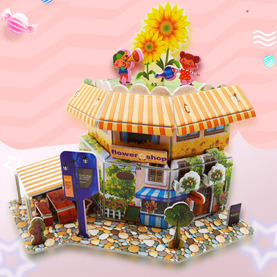 

Tailored 3D DIY Puzzle Castle Model Cartoon House Assembling Paper Toy Kid Early Learning