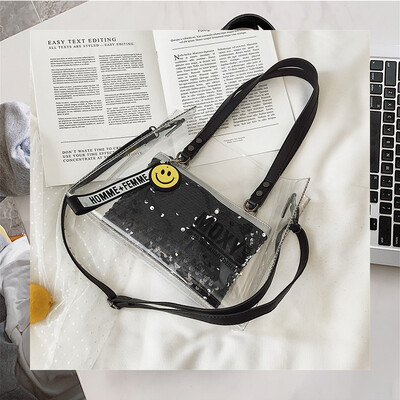 

Ins super fire bag female 2019 new Korean fashion casual sequins versatile transparent shoulder diagonal scorpion mother bag