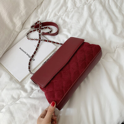 

Lingge chain bag chic retro frosted womens bag new 2019 simple small fresh shoulder bag Messenger bag