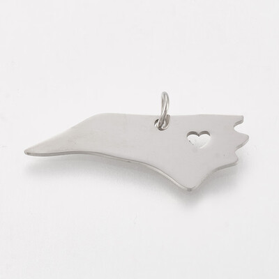 

202 Stainless Steel Pendants Map of North Carolina Stainless Steel Color 11x30x1mm Hole 3mm
