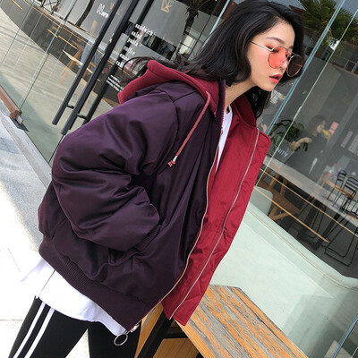 

Winter 2018 new double-sided yuzo short down jacket womens loose baseball uniform cotton jacket