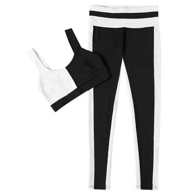 

Spaghetti Strap Round Collar Color Blocking Women Yoga Sports Suit