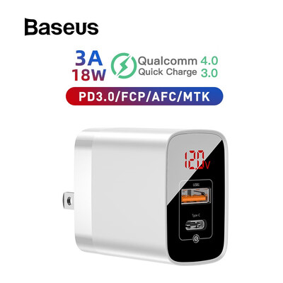 

Baseus PPS Digital Display 18W quick Charger for iPhoneHUaweiSamsung portable wall charger for travel