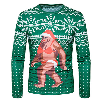 

Crew Neck Christmas Snowflake Cartoon Print Ugly T-shirt