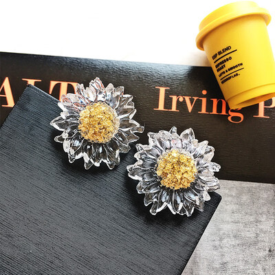 

925 Silver Earrings Summer Sun Flower Resin Earrings Ms Temperament Flower Stud Earrings Fashion Earrings Pop Earrings Fashion Je