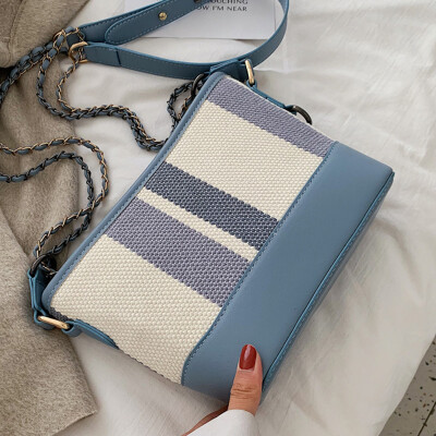 

Women 2019 new wave Korean color bucket bag fashion Joker stripes shoulder slung bag