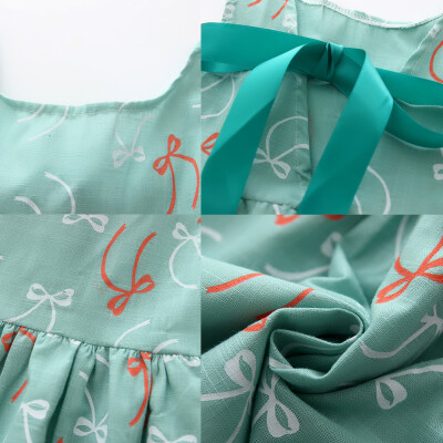 

Kids Girls Sleeveless Bowknot Print Dress Soft Cotton Princess Dress