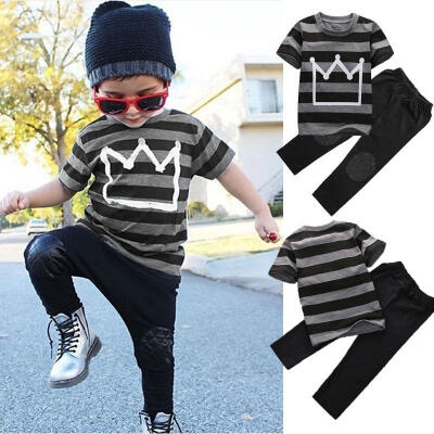 

2pcs Kid Baby Boys Clothes T-shirt Tops Pants Trousers