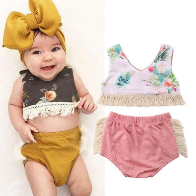

Casual Toddler Kids Baby Girl Sleeveless Tank Top Flower Short Pants Outfit Clothes Set