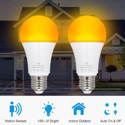 

2 Pack LED Motion Sensor Light 7W E2627 Light Bulb Dusk to Dawn Bulb with 16 LED Beads Wireless Motion Night Light Auto On & Off
