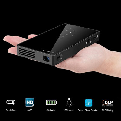 

P8 DLP Projector Smart Android Projector 100 ANSI Lumens 10001 Contrast Ratio 120 Inch Screen 4000mAh Rechargeable Battery 24G
