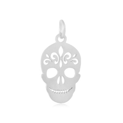 

304 Stainless Steel Pendants Skull Stainless Steel Color 18x10x1mm Hole 3mm