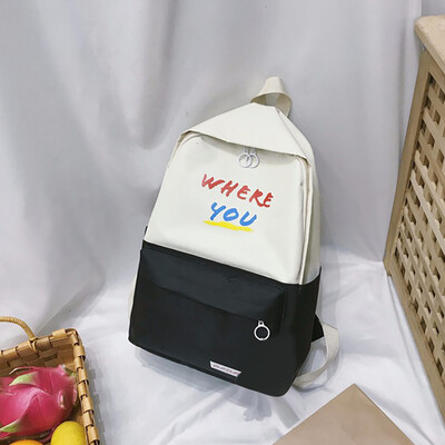 

Fashion Womens Portable Backpack Casual Wild Contrast Color Backpack