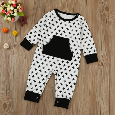 

Newborn Toddler Baby Boys Girls Cross Print Romper Jumpsuit Outfits Clothes