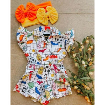 

UK Toddler Kids Baby Girl Printing Romper Jumpsuit Pants Outfits Sunsuit Clothes