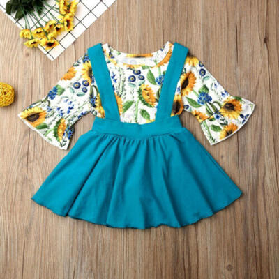 

Newborn Baby Girls Kids Long Sleeve Floral TopsSkirt Outfits Set Cotton Clothes